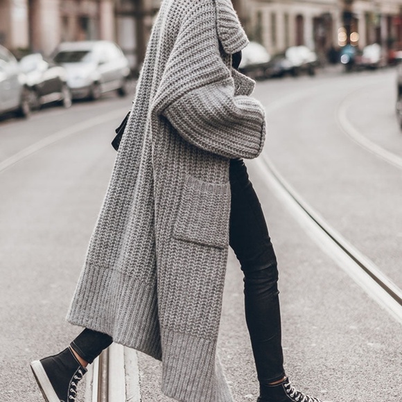 (NWT) Dramatic Collar Knitted Long Maxi Cardigan - Picture 3 of 10